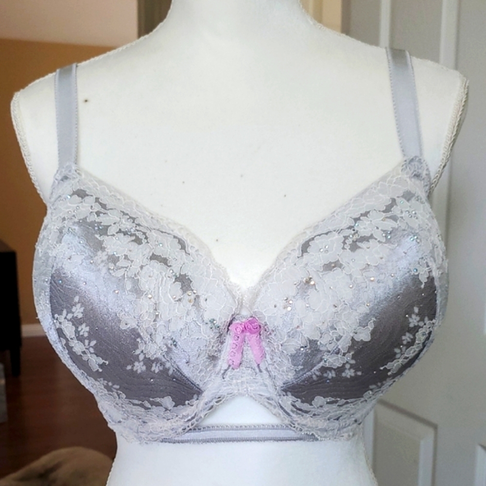 Victoria's Secret Lace Bra in Gray and Pink New